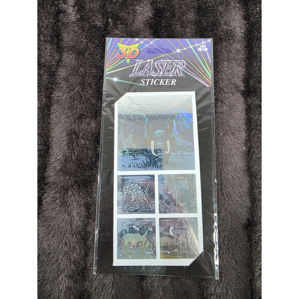 Vintage 1994 Adorn Gift 3D Laser Sticker Sheet African Elephant Animals 90s